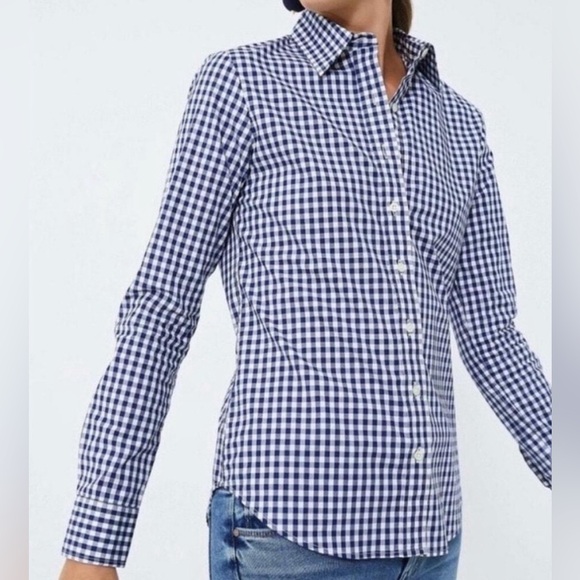 UNTUCKit Tops - NWT UNTUCKit Cotton Navy Blue White Plaid Button Up Shirt Causal Country Belleza